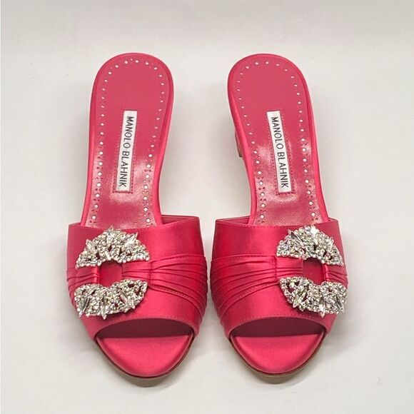 Manolo Blahnik Prinap 50MM Satin Mules - Picture 5 of 15